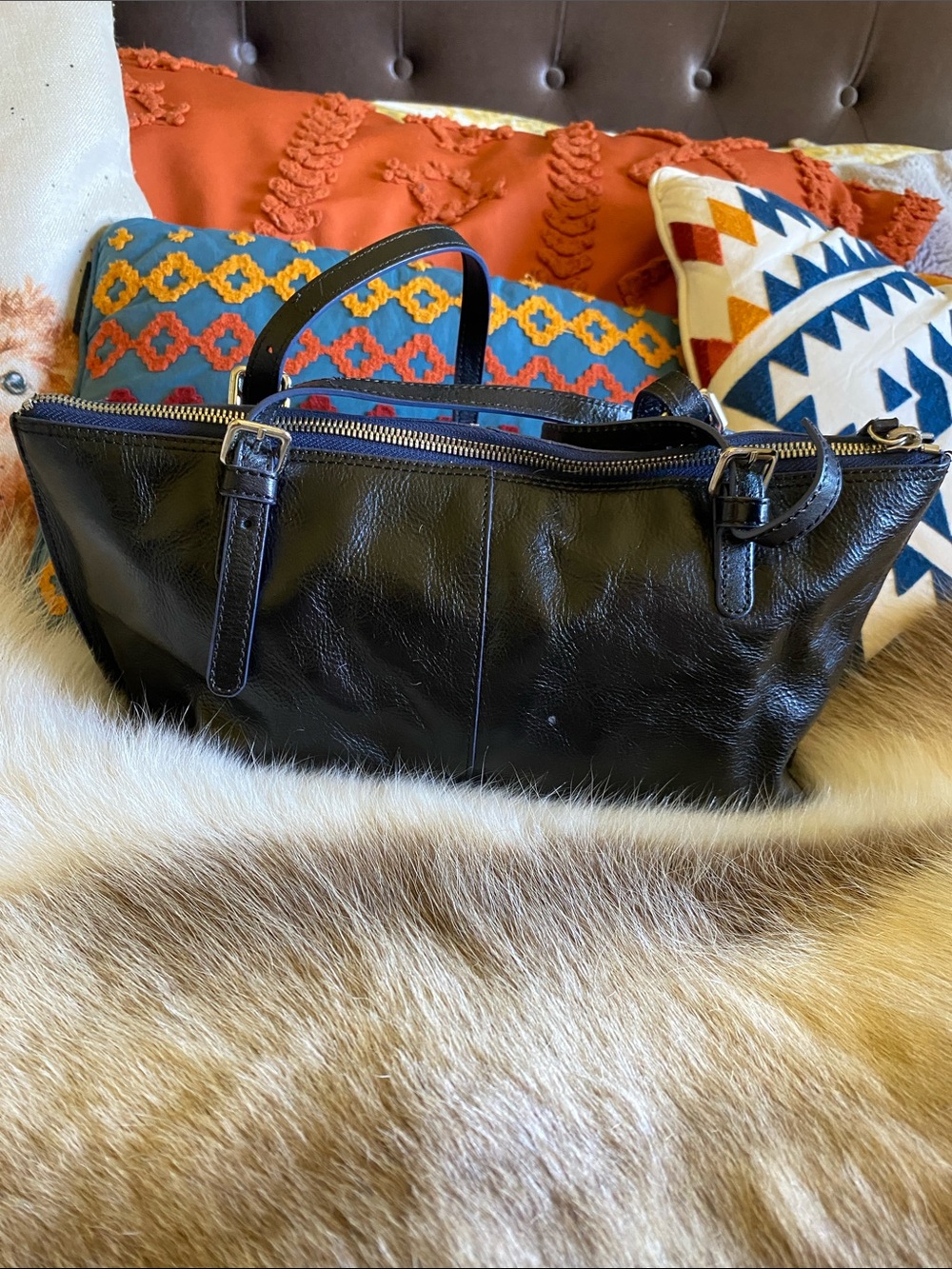 Hobo Black Leather Shoulder Bag